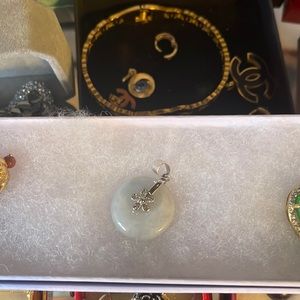 Jade Disc Pendant in Stainless Steel
